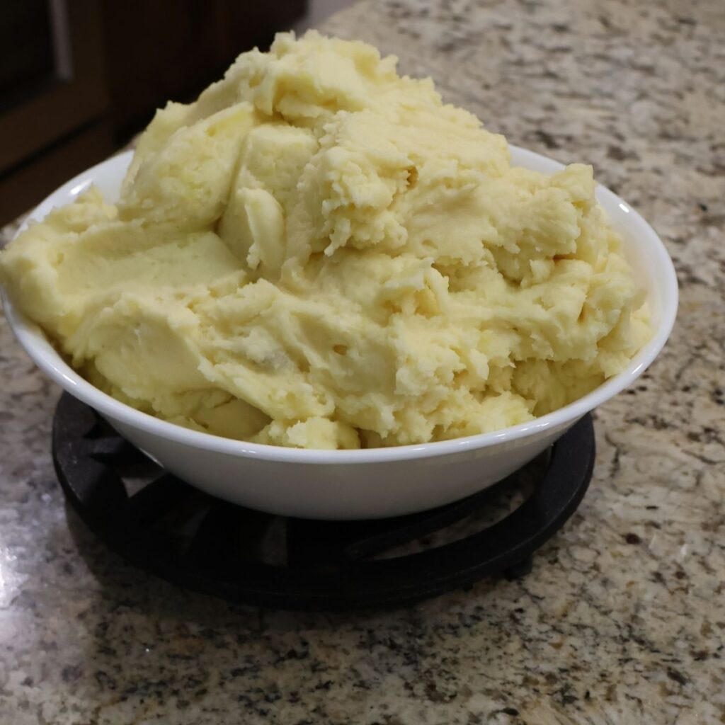 Whipped potatoes in bowl