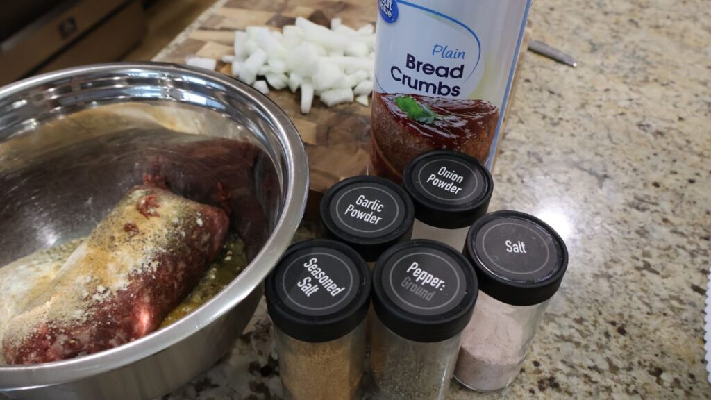 ingredients displayed for salisbury steak