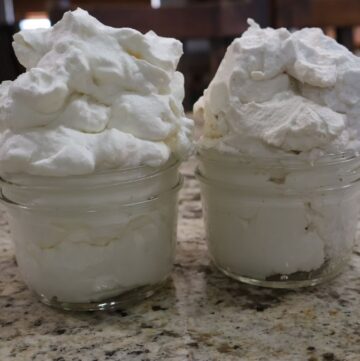regular sugar cream next to brown sugar homemade whipped cream