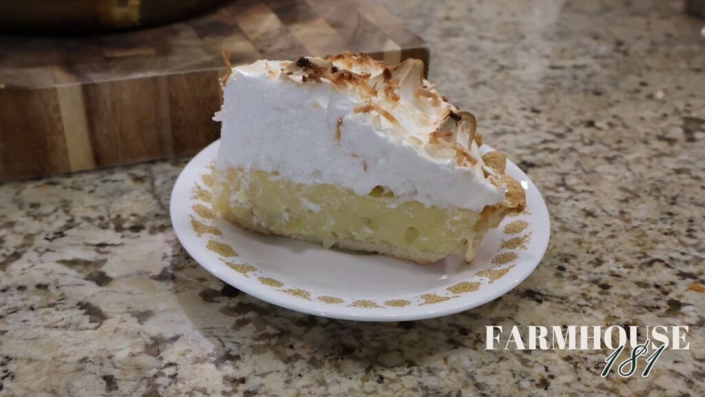 slice of coconut pie recipe southern favorite on plate