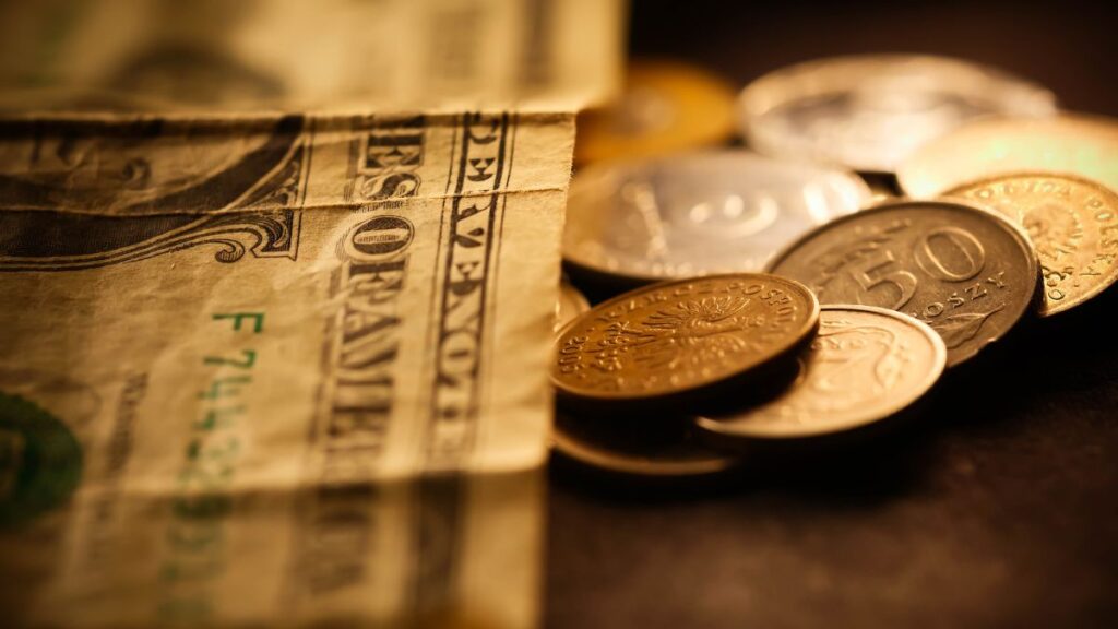 dollar bill and change