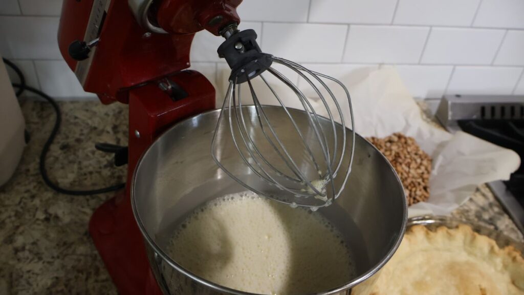 mixer mixing coconut pie ingredients