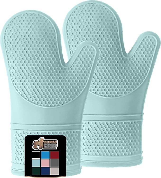 Gorilla grips mint colored silicone oven mitts