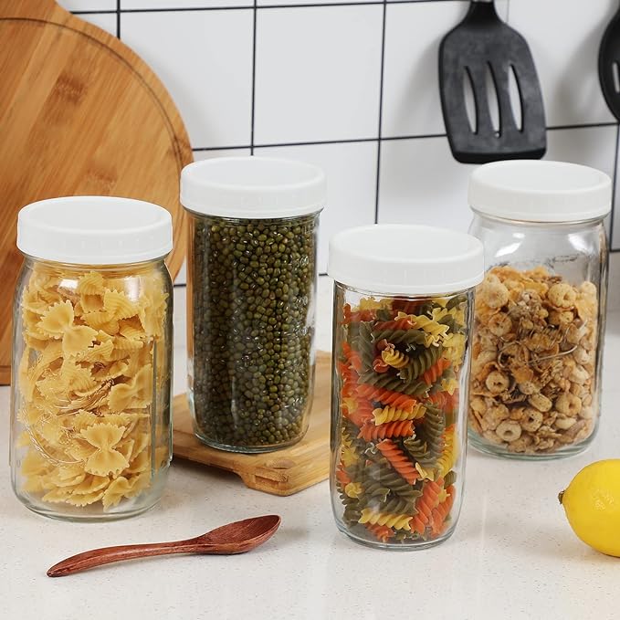 white plastic mason jar lids