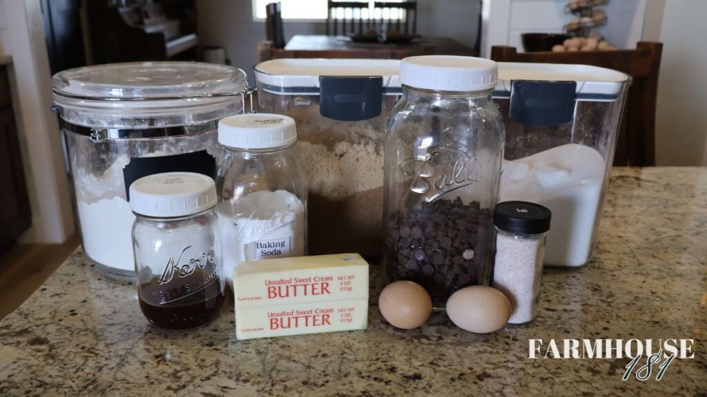 ingredients displayed for best big fat chewy chocolate chip cookie recipe
