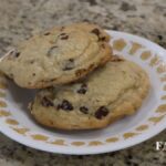2 chocolate chip cookies on a plate