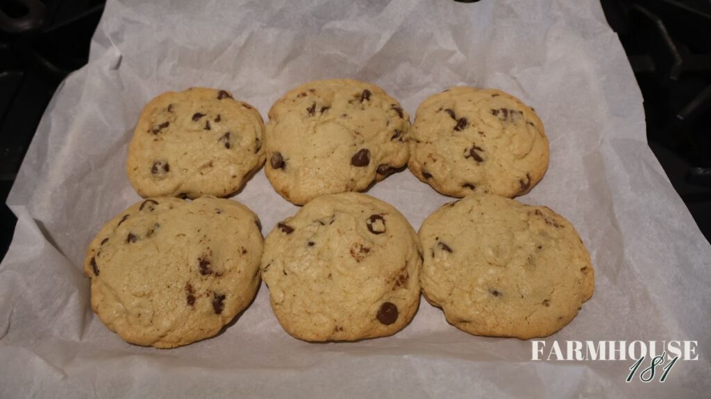 cookies baked on baking sheet and parchement paper