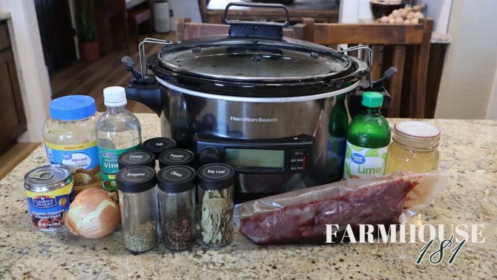 ingredients displayed for texas barbacoa recipe