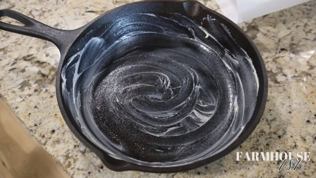buttered cast iron skillet
