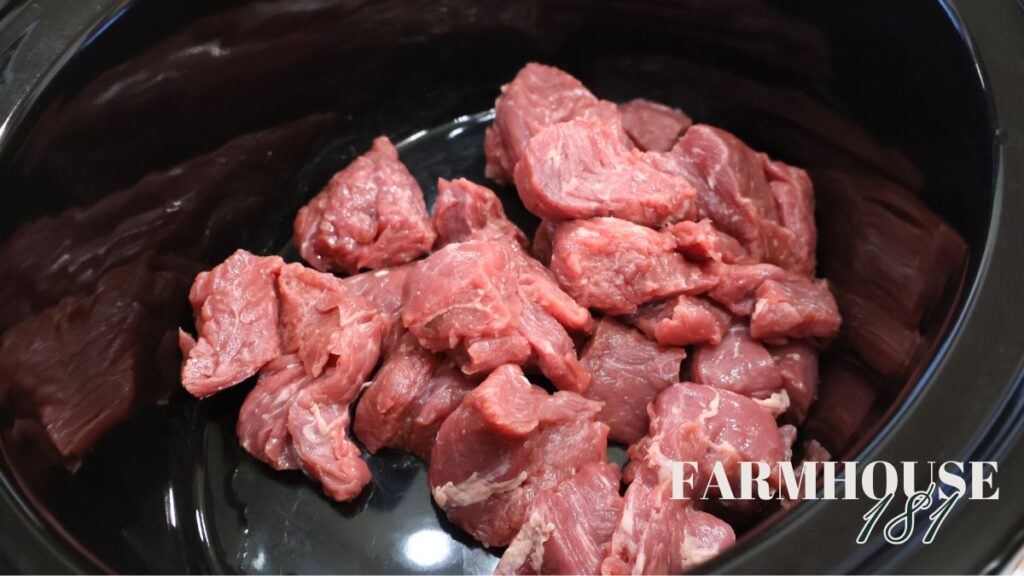 chuck roast cubed in crock pot