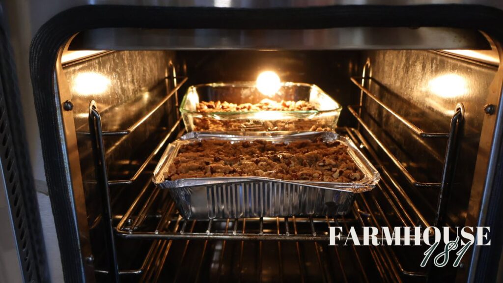 casseroles baking in oven