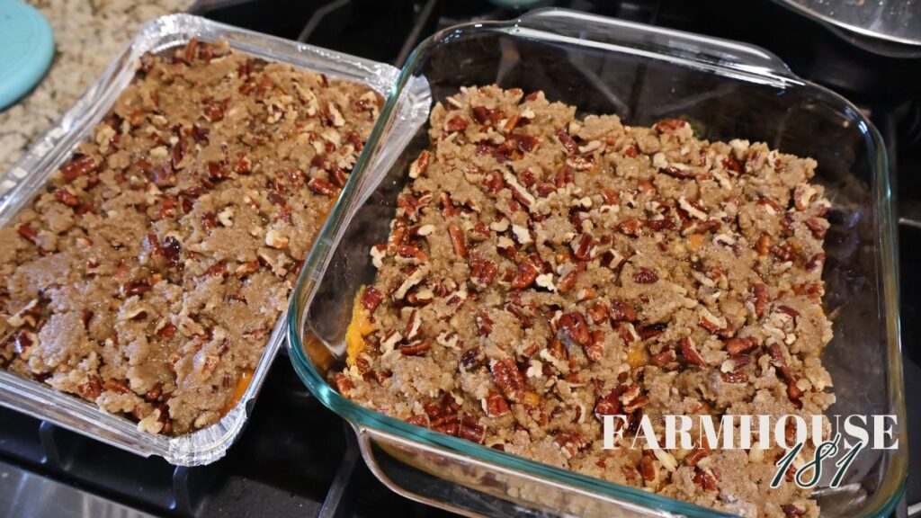 topping mixture on casseroles before baking