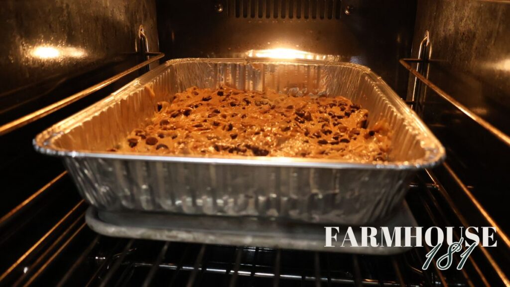 yellow cake mix cookies baking in oven