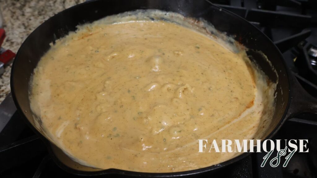 cheese sauce in skillet